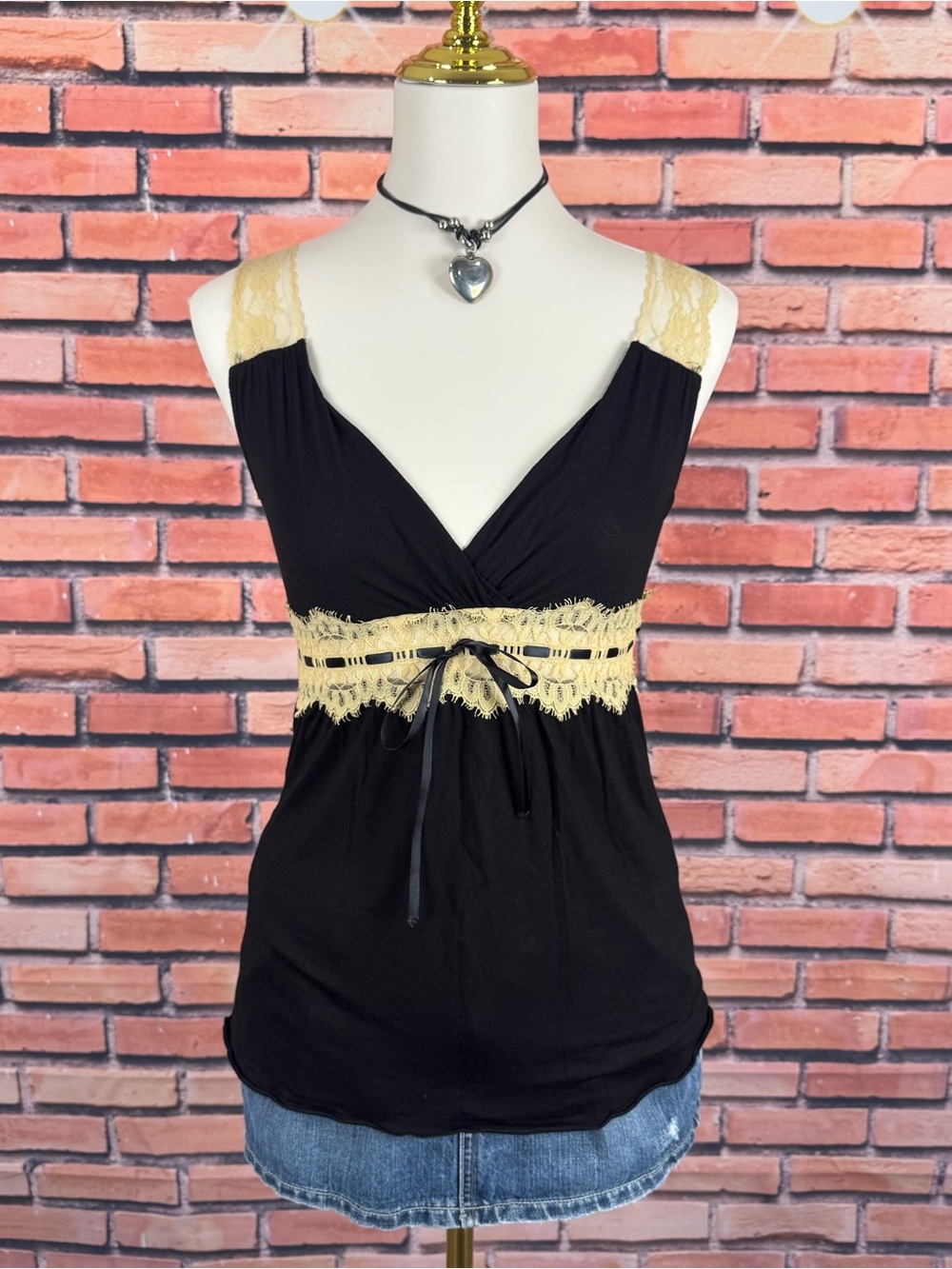 y2k black lace tank